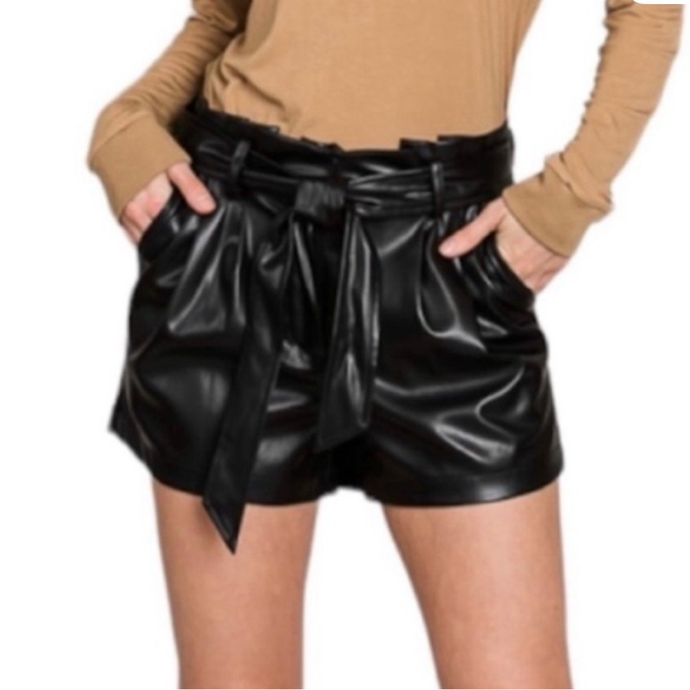 NWT HEYSON Black Faux Leather Women Shorts  moto grunge indie sleaze